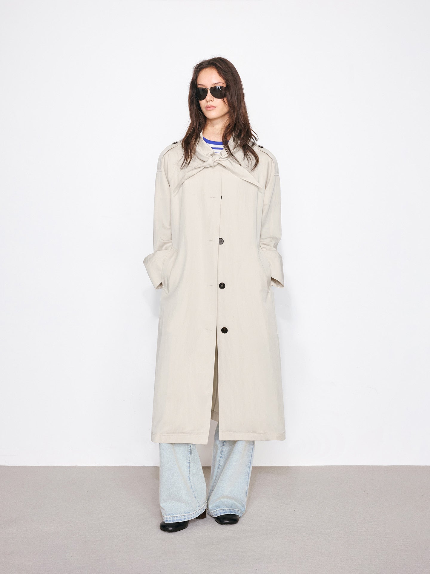 Trench Coat with Sailor Collar