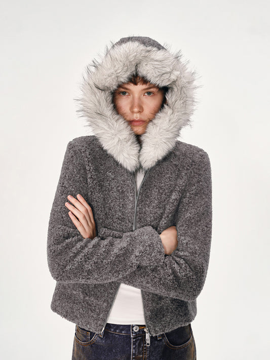 Polar Fleece Hooded Sweatshirt Jacket