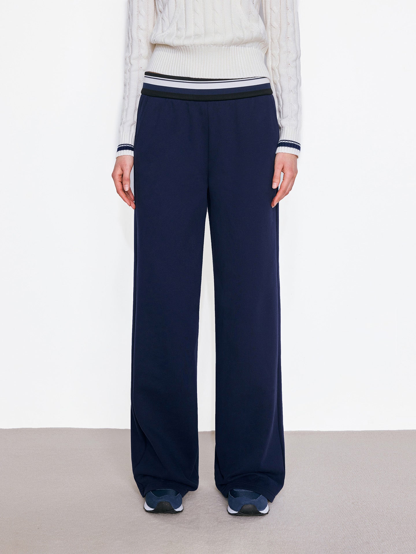 Blue White Striped Waist Sweatpants