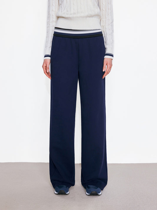 Blue White Striped Waist Sweatpants