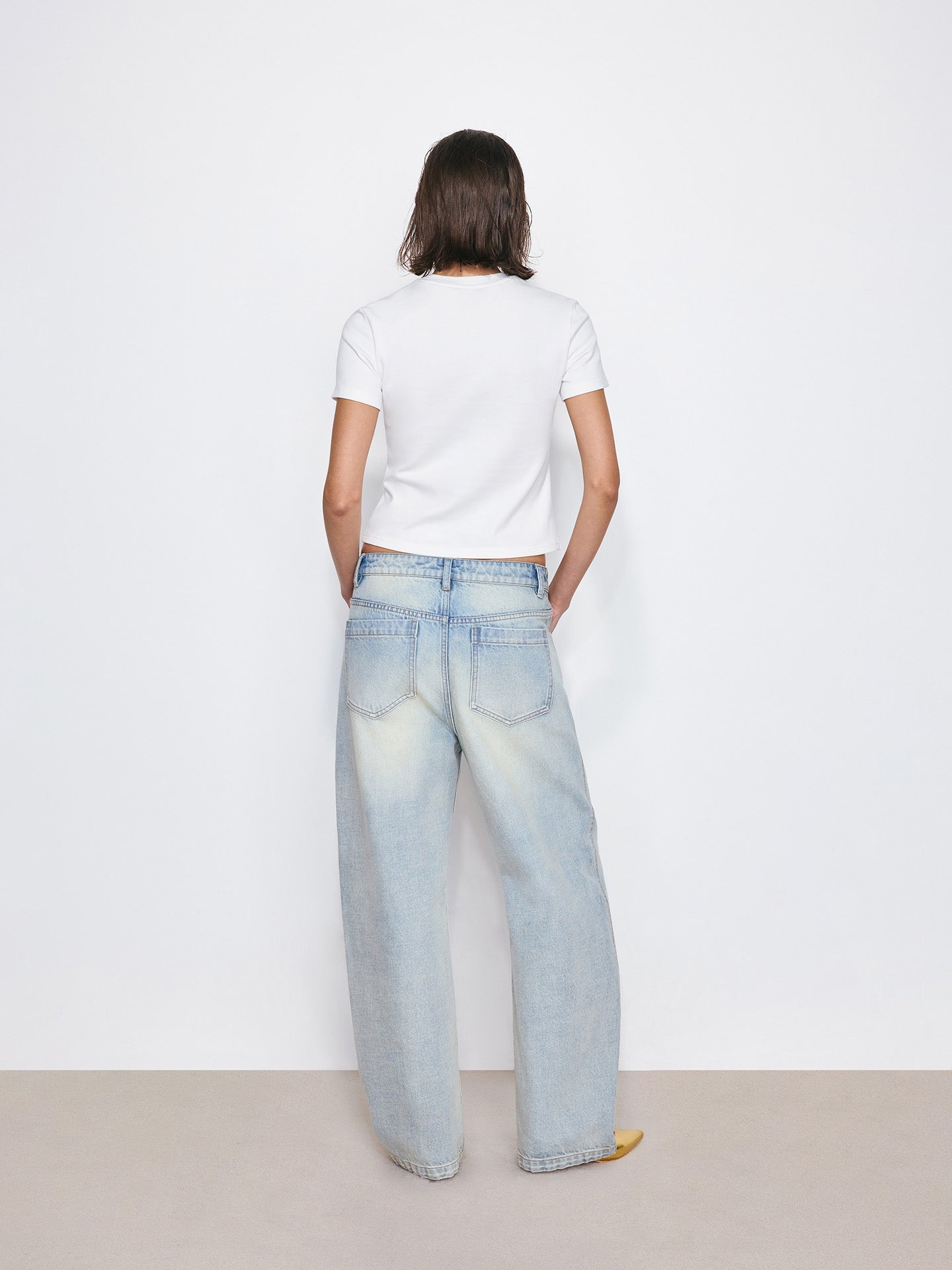 Light Wash Curved Cut Jeans