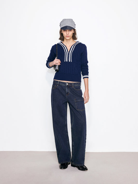 Nautical Vibe Contrast Hoodie