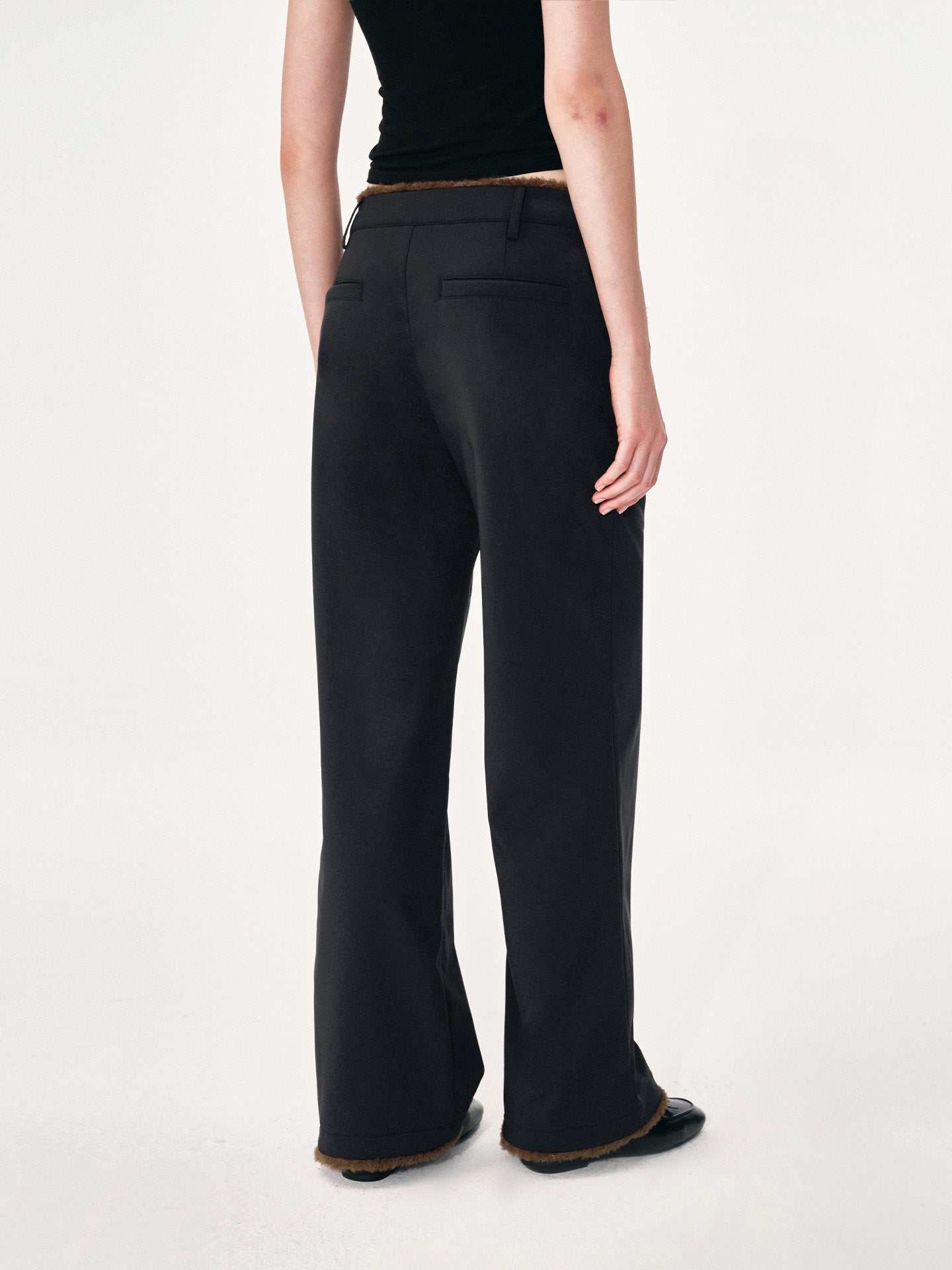 Nylon and Faux Fur Paneled Trousers
