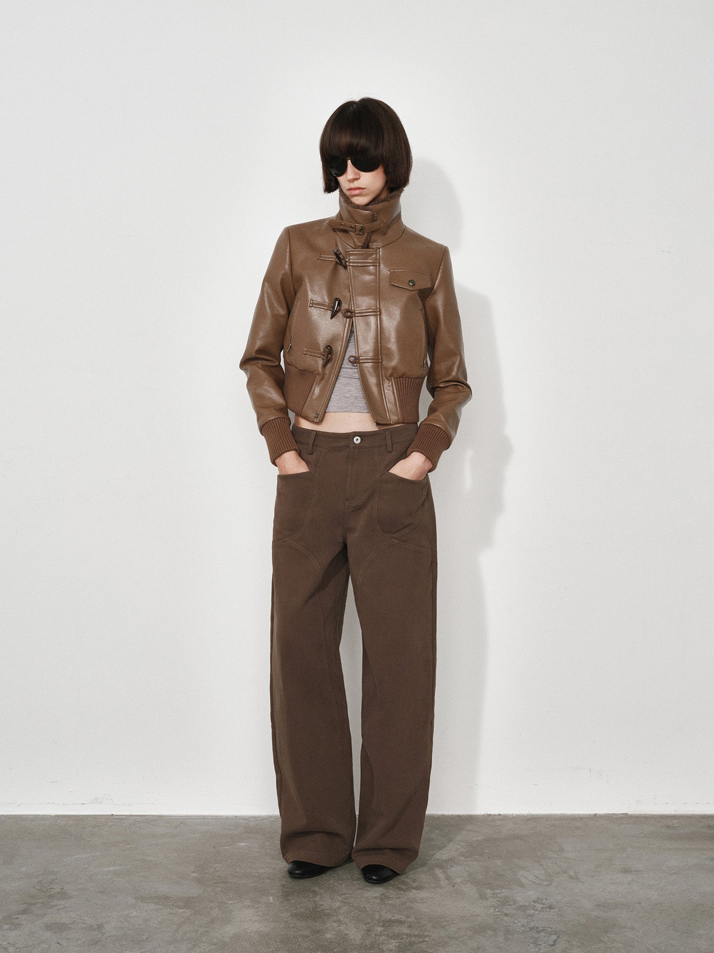 Short Lapel Leather Jacket