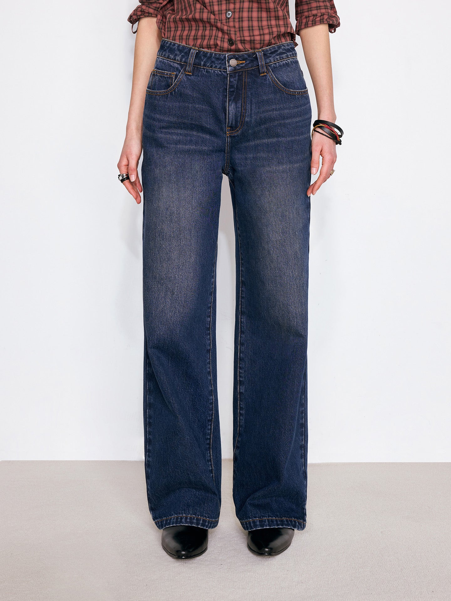 Heavy Wash Indigo Denim Jeans