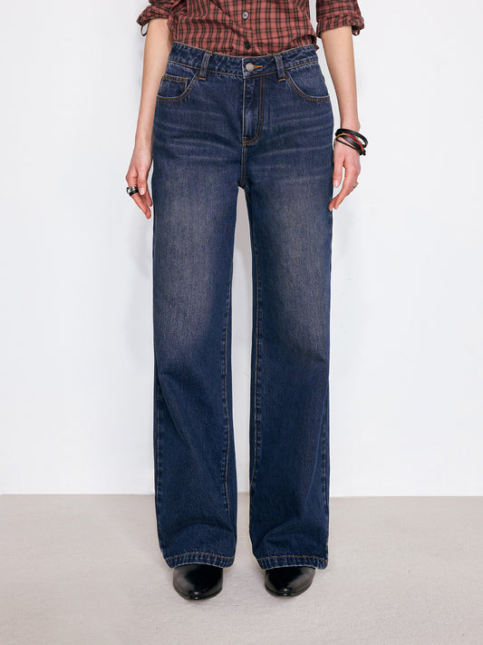 Heavy Wash Indigo Denim Jeans