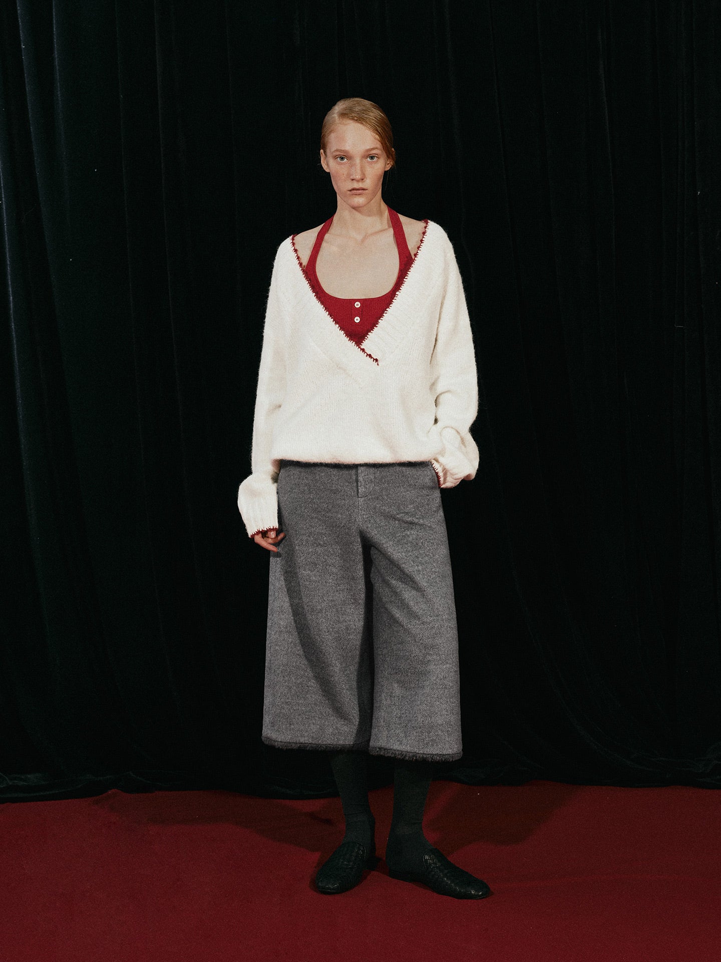 New Year Mock Two-Tone Knit Top