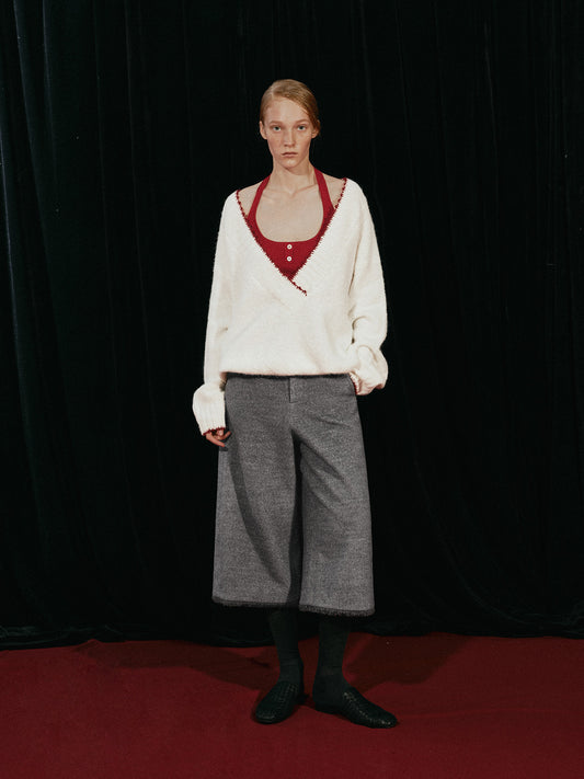 New Year Mock Two-Tone Knit Top