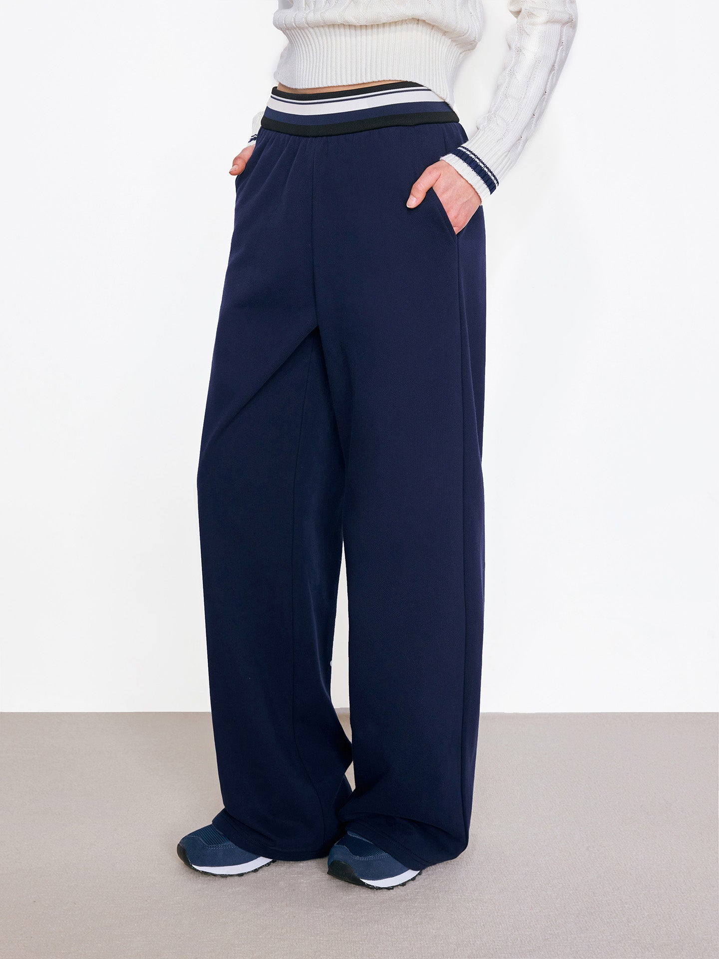 Blue White Striped Waist Sweatpants