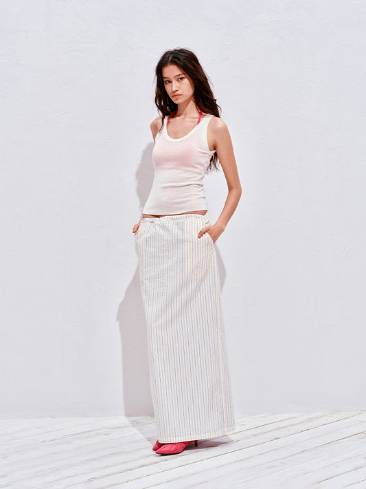Reversible Striped Midi Skirt