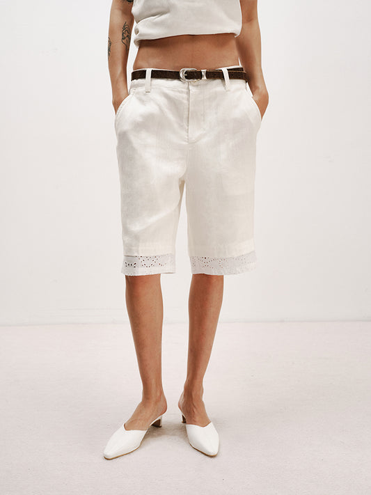 Linen-TENCEL Bermuda Shorts