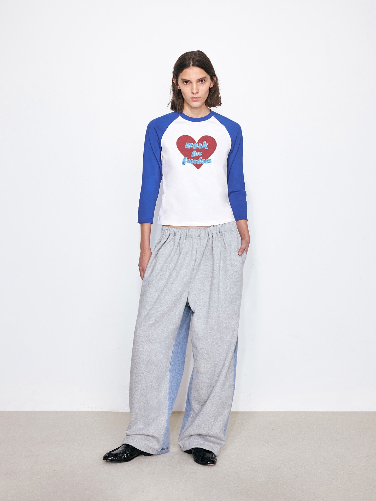 Front-Back Panel Denim Jogger Sweatpants