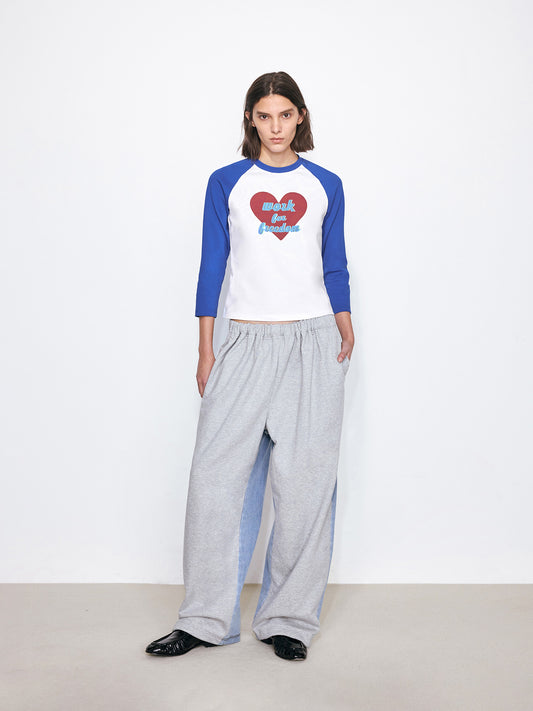 Front-Back Panel Denim Jogger Sweatpants