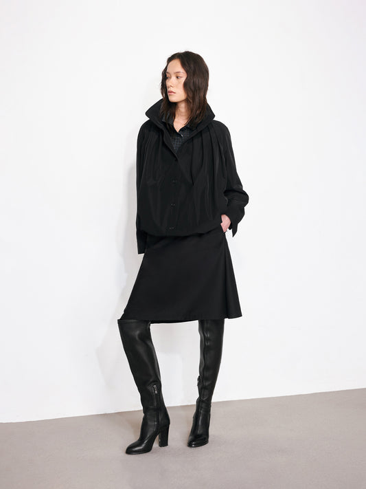 Hidden Hood Pleated Jacket