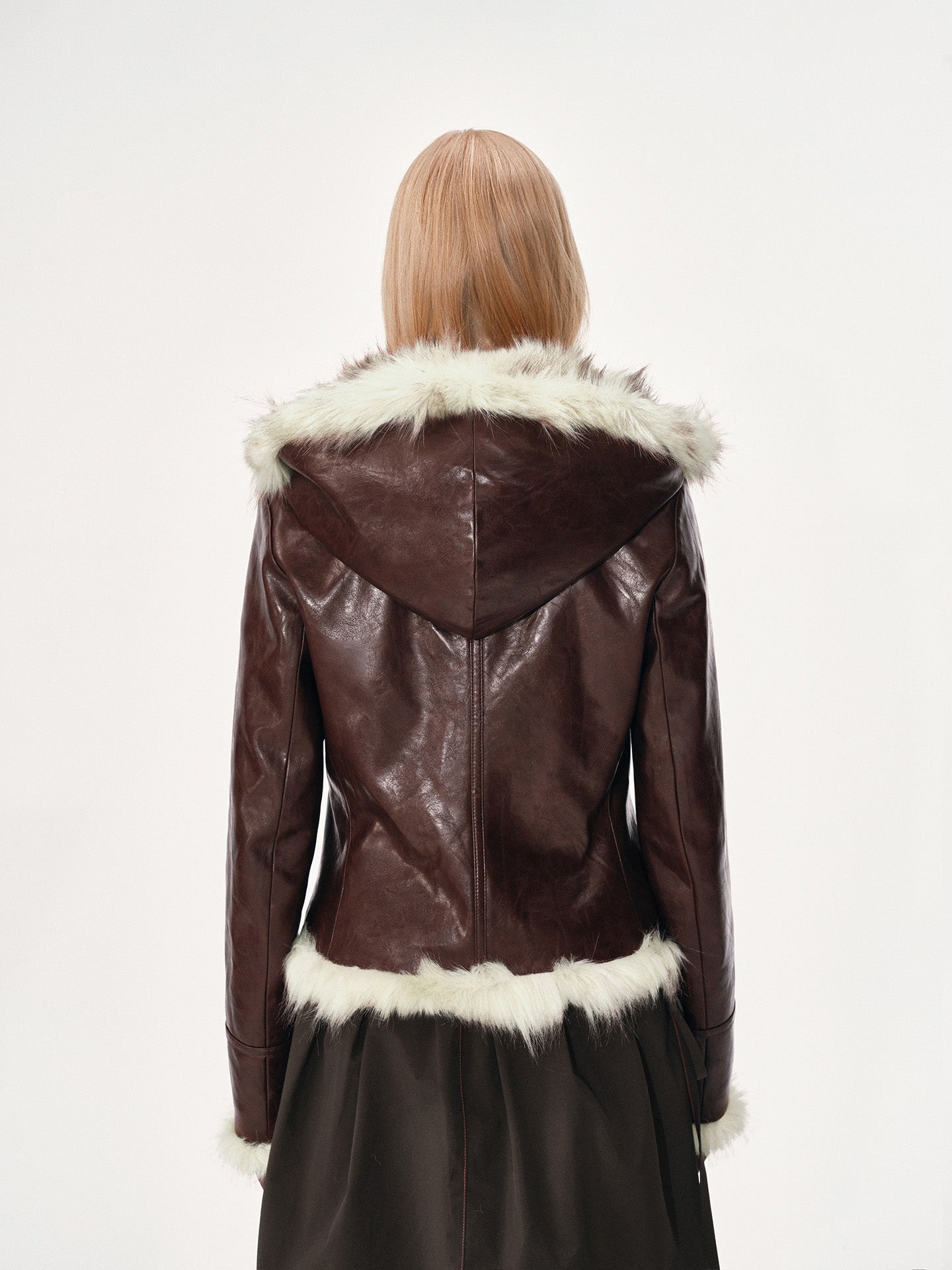 Fitted Hooded Faux Fur Coat