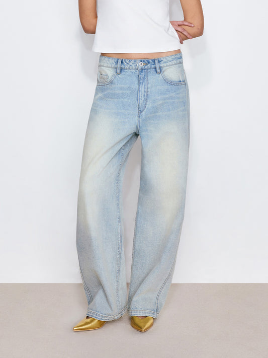 Light Wash Curved Cut Jeans