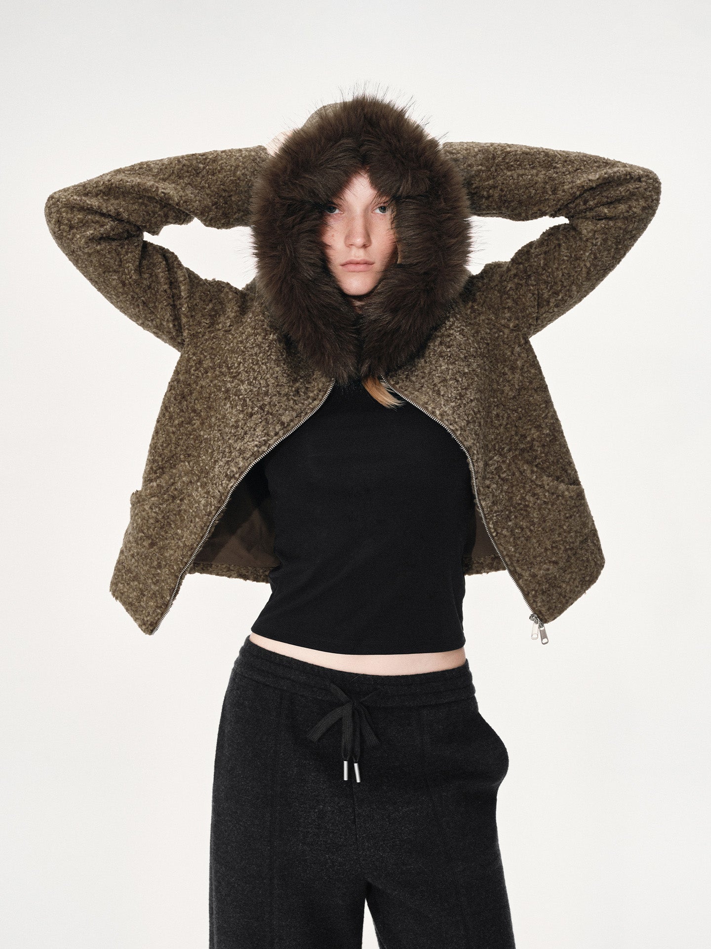 Polar Fleece Hooded Sweatshirt Jacket