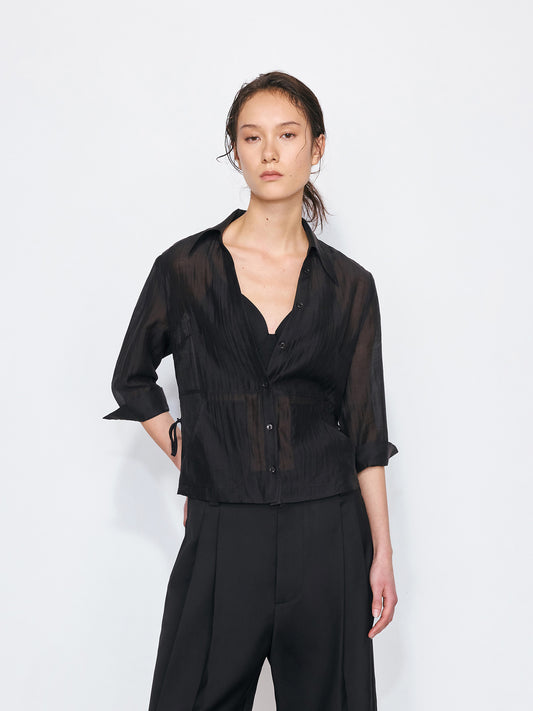 Sheer Tie Waist Shirt