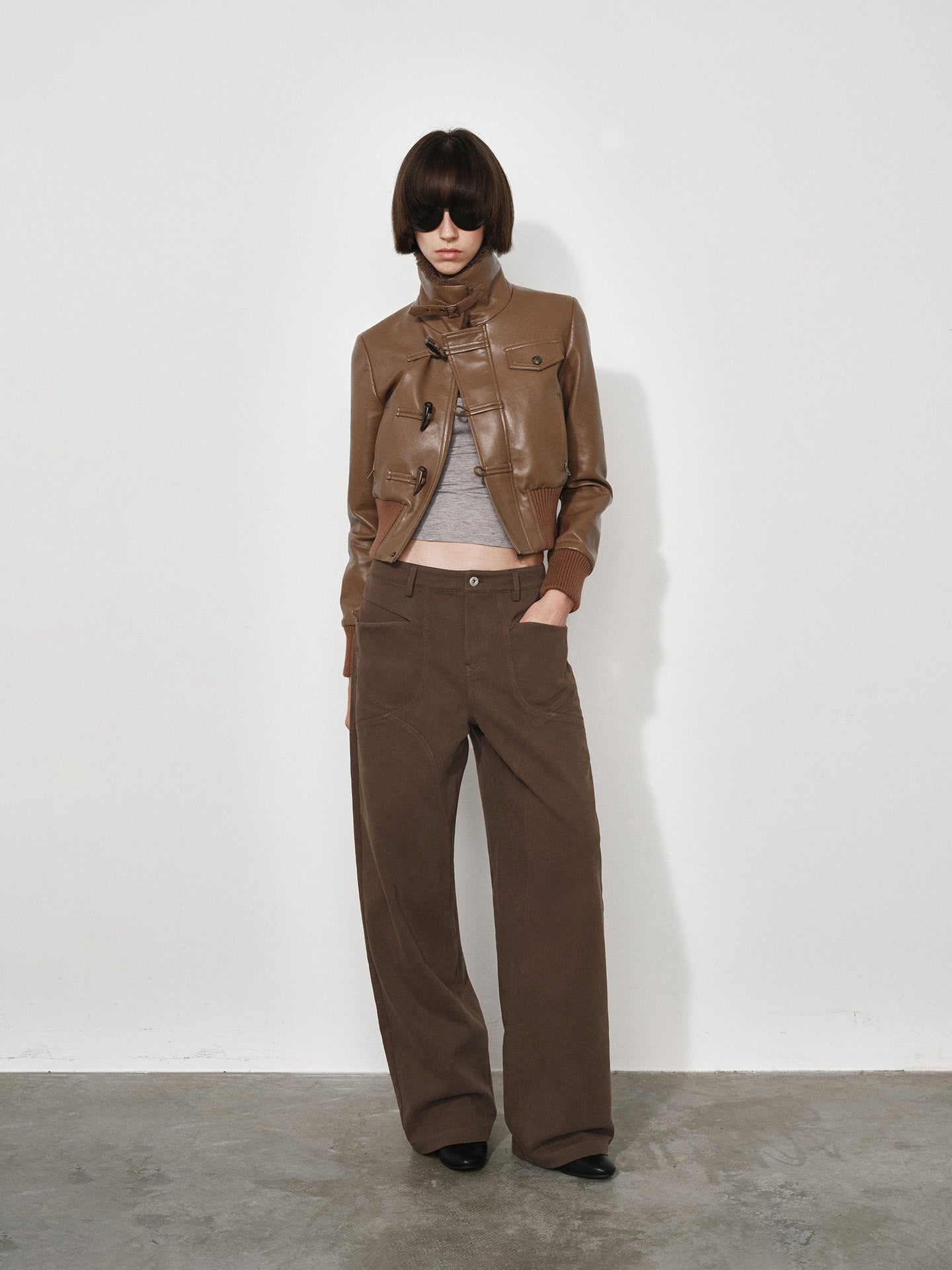 Short Lapel Leather Jacket