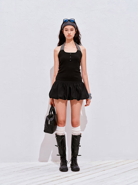 Ruffled peplum mini skirt