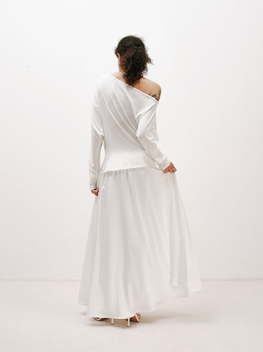 Asymmetrical Shoulder Long Dress