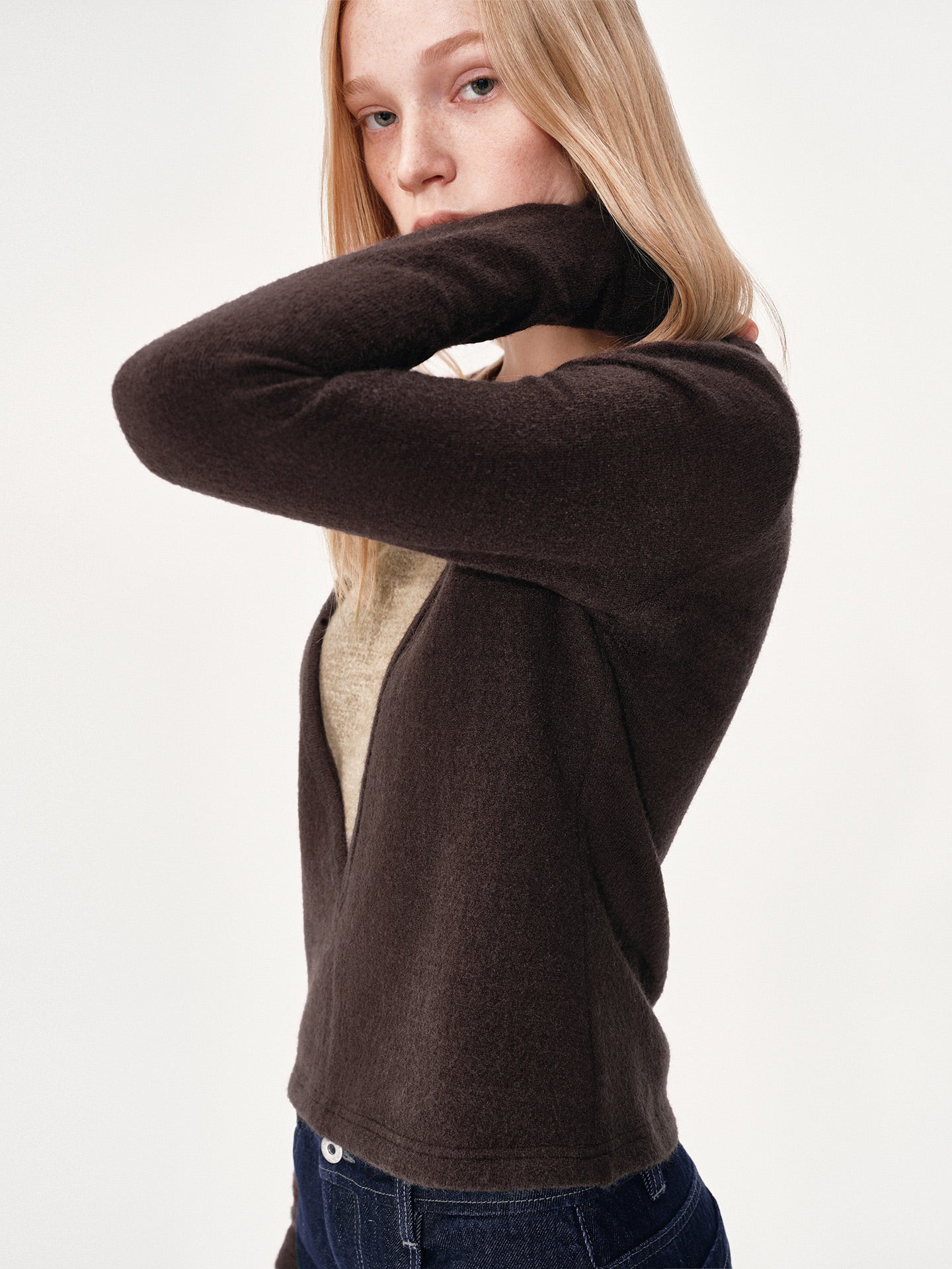 Color-block V-neck top