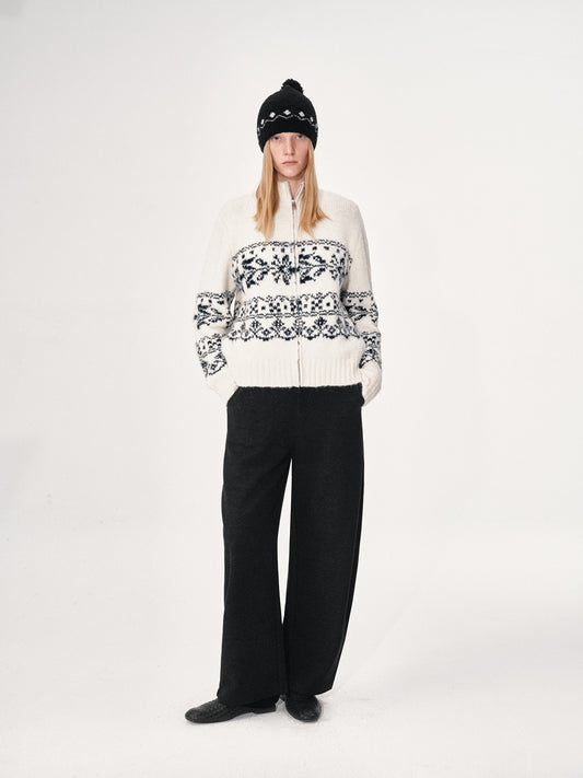 Jacquard Wool Cardigan