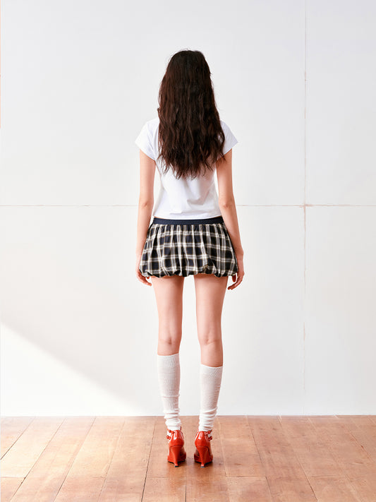 Checkered ruffled peplum mini skirt