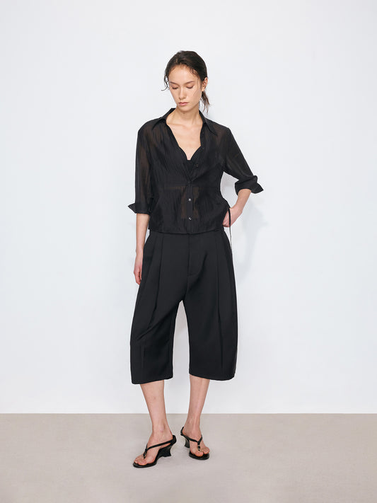 Sheer Tie Waist Shirt