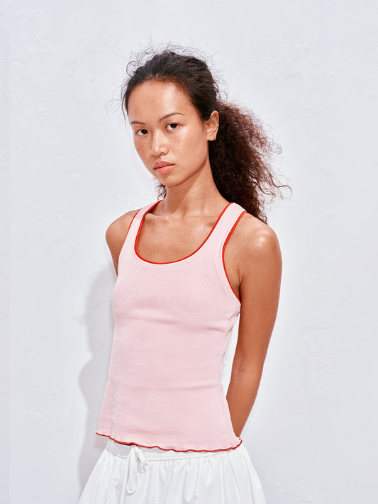Contrast-Trim Stretch Tank Top
