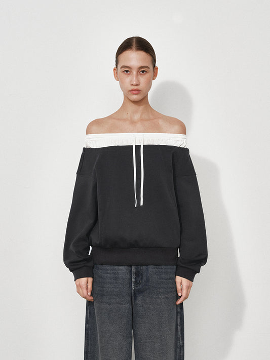 Color-Block Boat Neck Sweatshirt