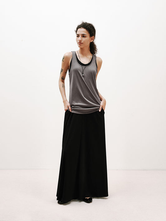 Color-block layered tank dress