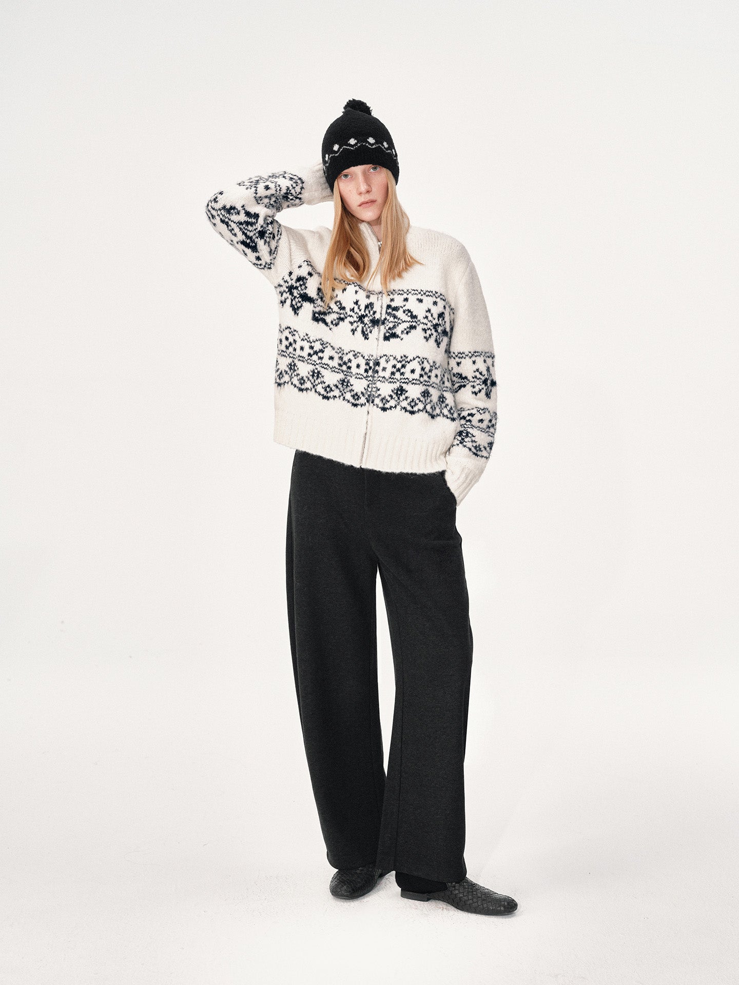 Jacquard Wool Cardigan