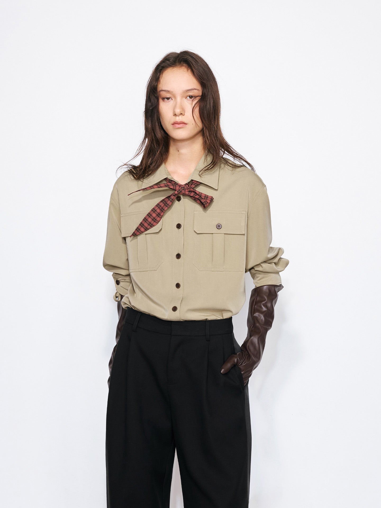 Work Shirt with Detachable Bow Tie