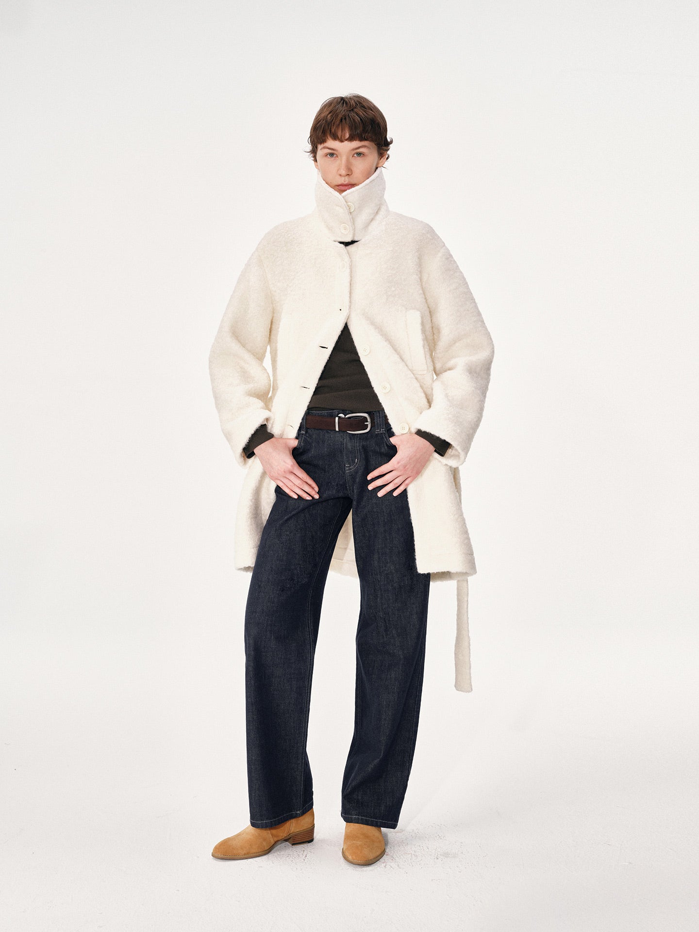 Loop Knit Wool Blend Coat