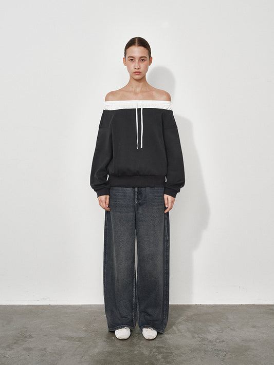 Color-Block Boat Neck Sweatshirt