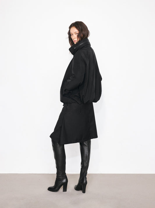 Hidden Hood Pleated Jacket