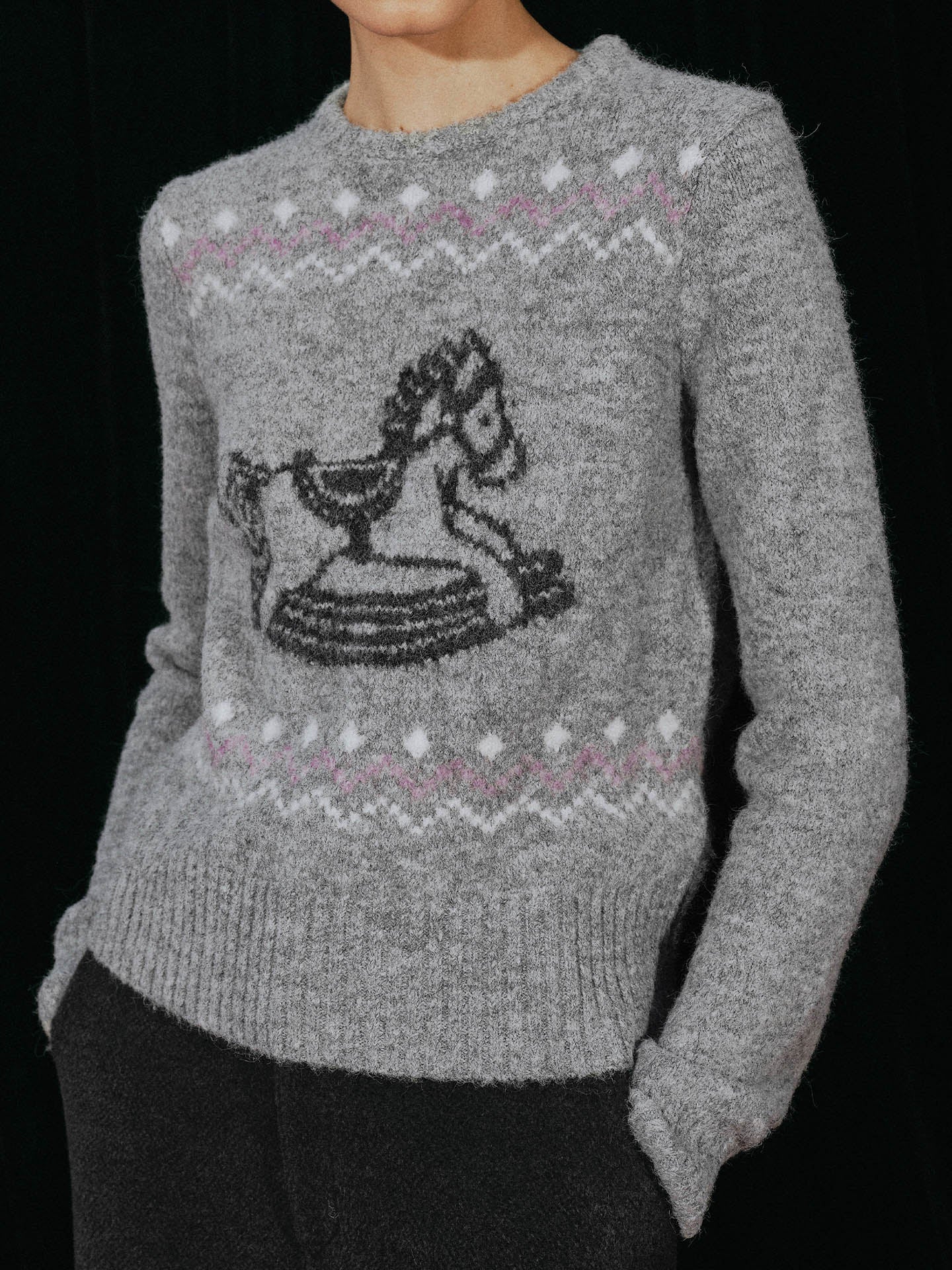Rocking Horse Print Pullover Sweater