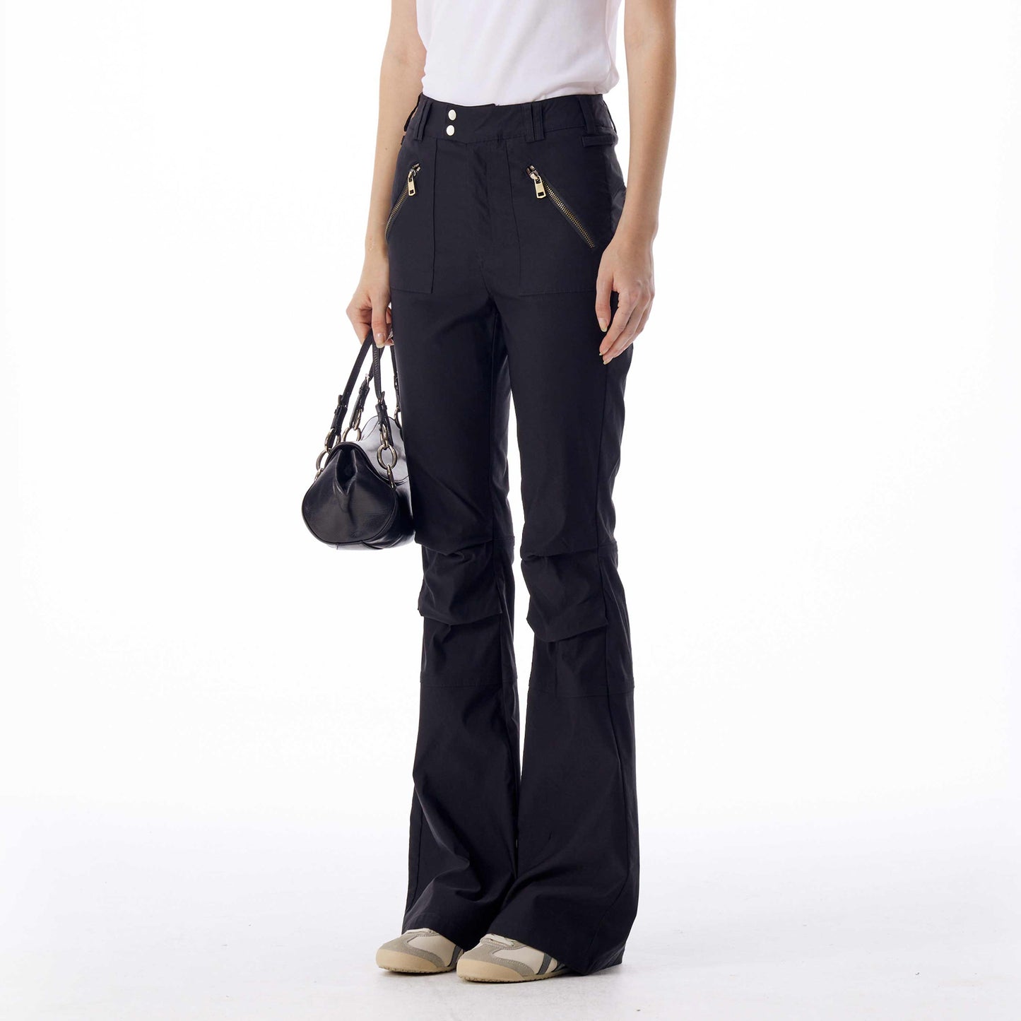 NUTH Black Flared Cargo Pants