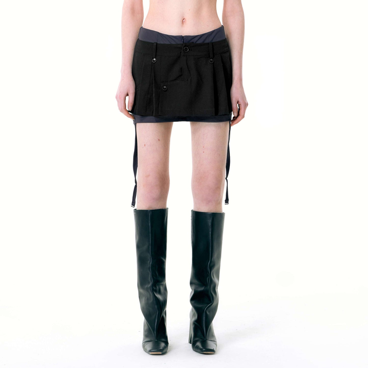 NUTH Black Double-decker Miniskirt