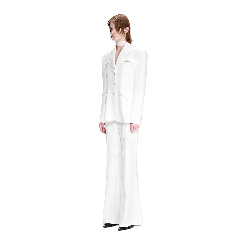NUTH White Broad-shouldered Blazer Suit Jacket
