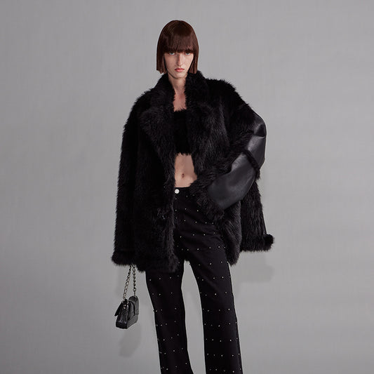 NUTH "Shift Tune" Fur Patchwork Coat