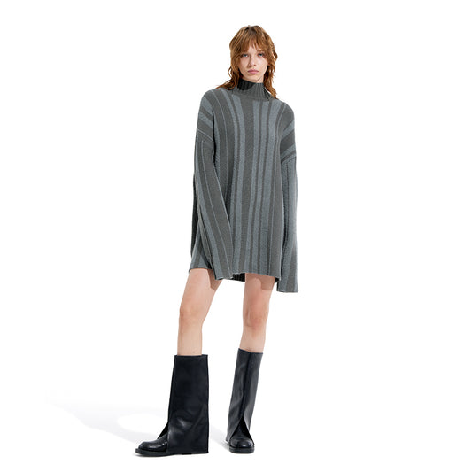 NUTH ‘Deep Sky“ Gray Vertical Stripe Loose Sweater