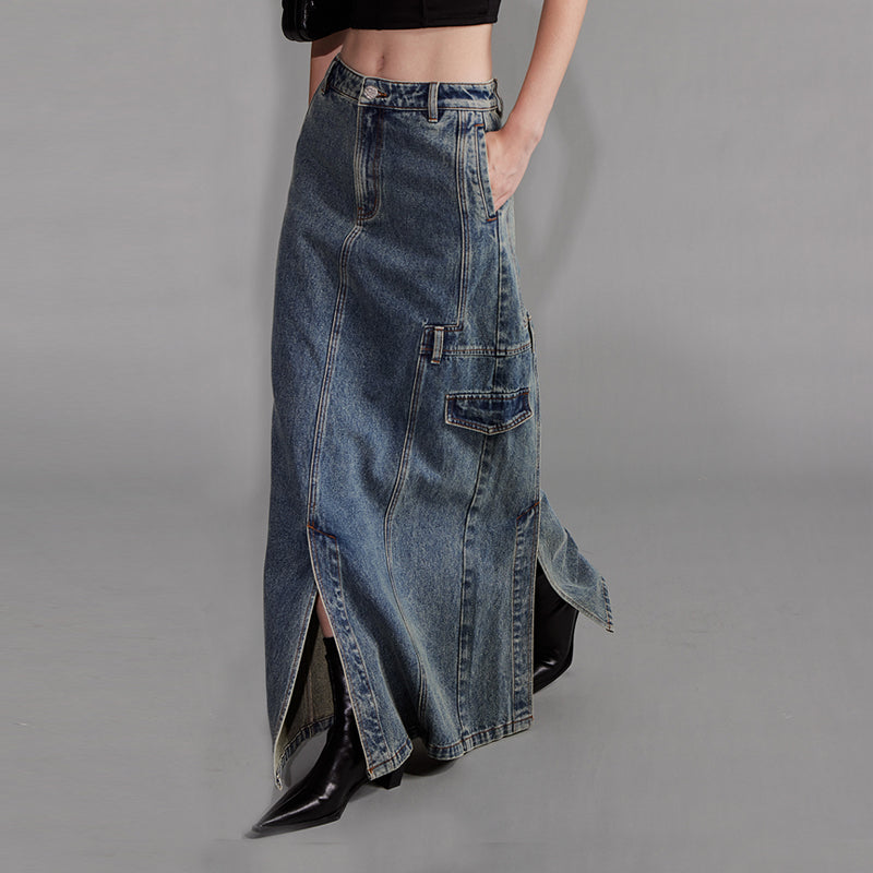 NUTH "Edge Line" Multi-pocket Design Denim Skirt