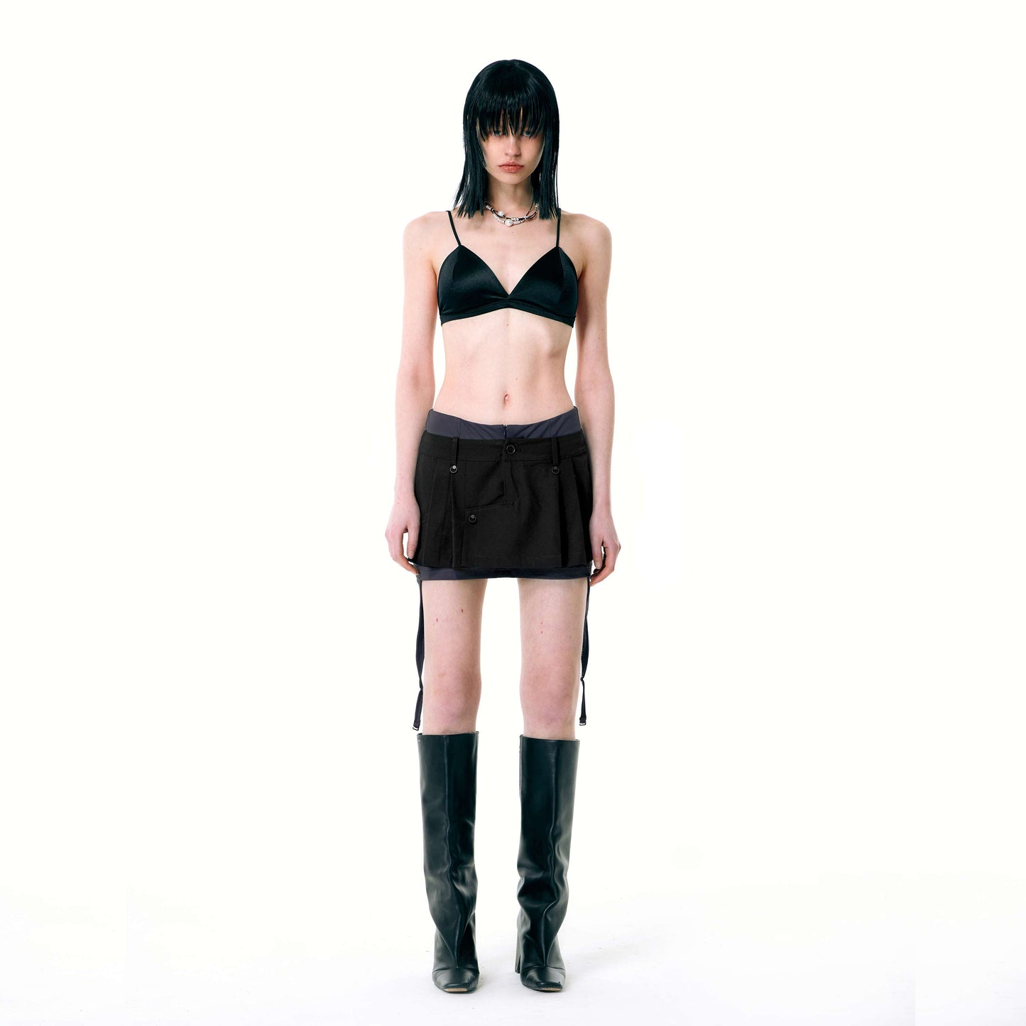 NUTH Black Double-decker Miniskirt