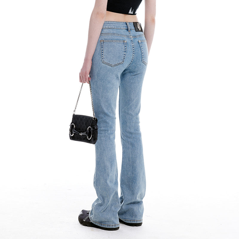 NUTH Light Blue Patchwork Flared Jeans