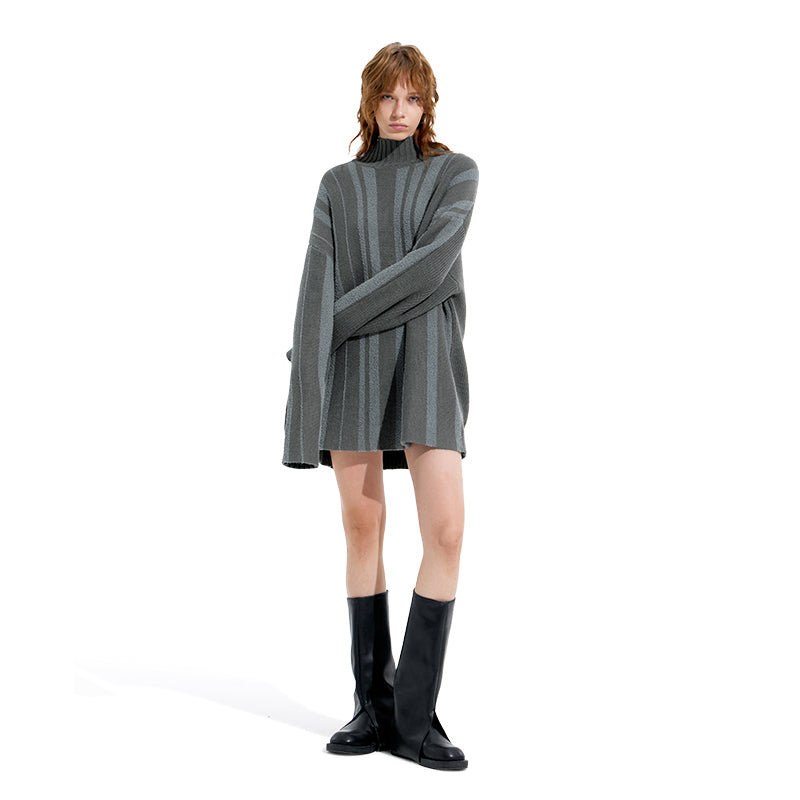 NUTH ‘Deep Sky“ Gray Vertical Stripe Loose Sweater