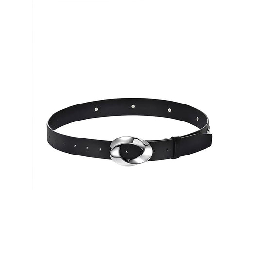 NUTH Unisex Irregular Ring Metal Buckle Genuine Leather Belt