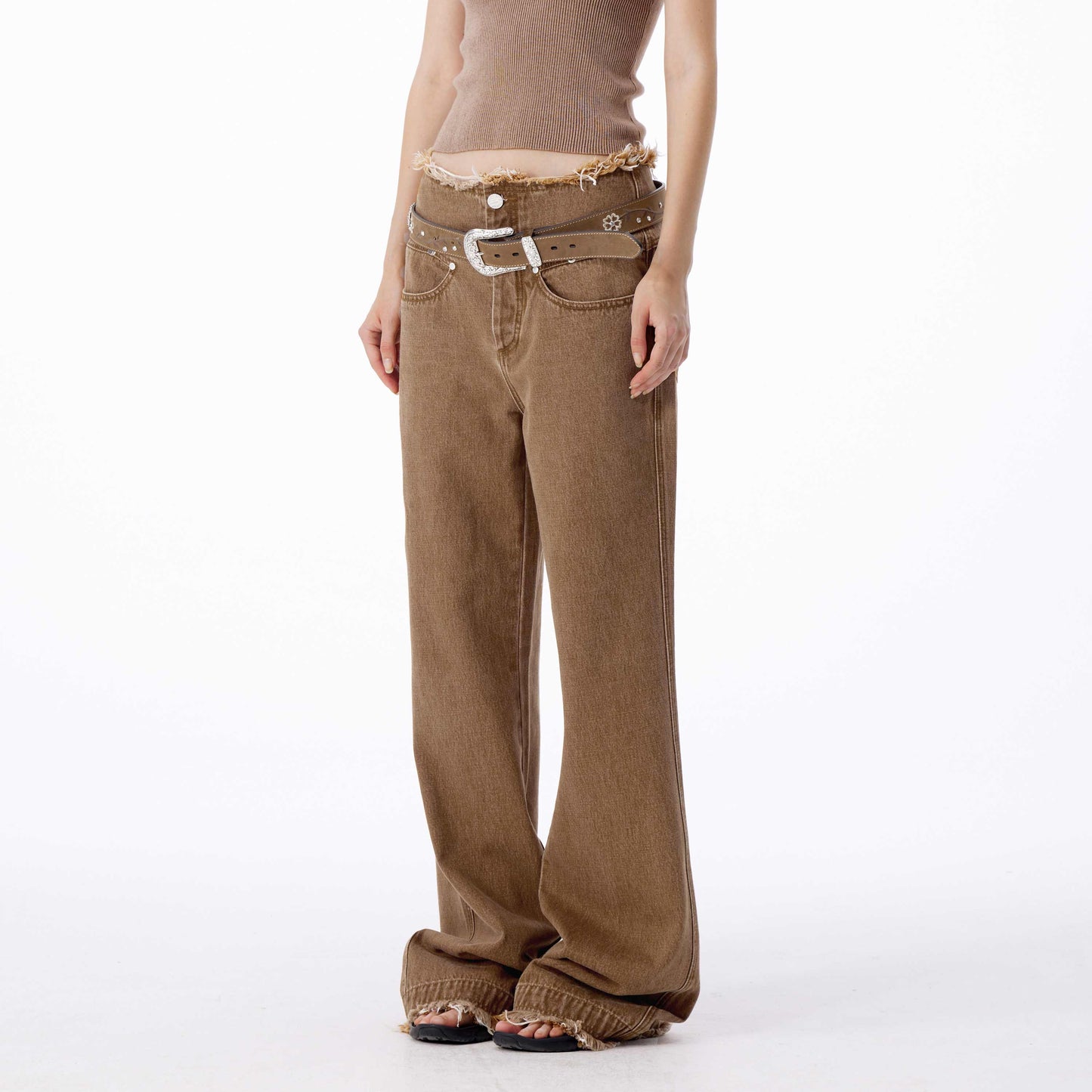 NUTH ‘Unisex’ Brown Pleats Jeans