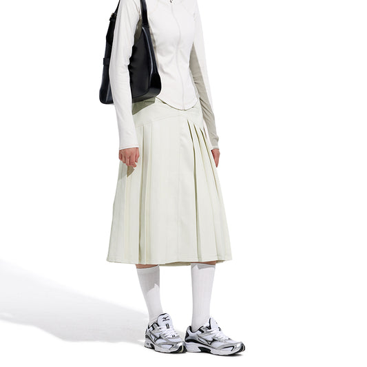 NUTH “Peter‘s Note” White Faux Leather Pleated Skirt